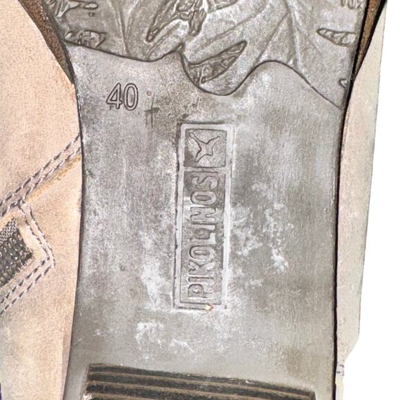 Pikolinos Brujas Ankle Boots Women's Size 9 Taupe Leather Side Zip Shoe Buckle - Picture 7 of 7